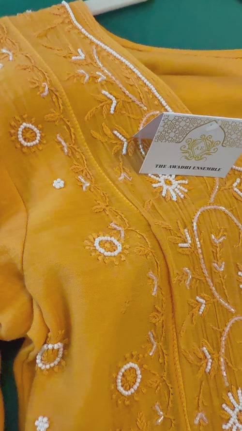 Mul Chanderi Angarkha Style Ready to Wear Set