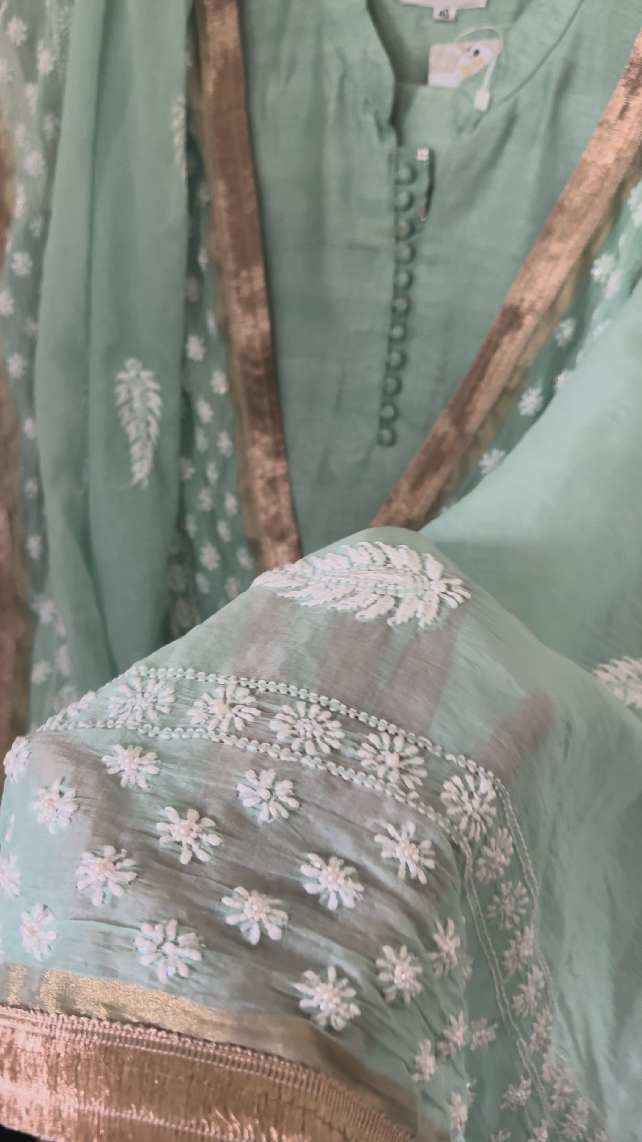Raw Silk Ready to wear suit set with heavy chikankari dupatta