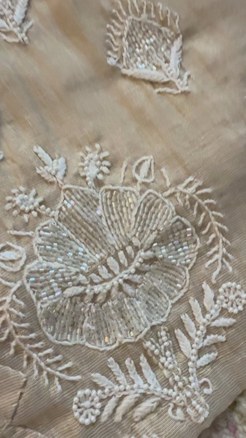SAHAR: Tissue Silk Daraz Work Chikankari set