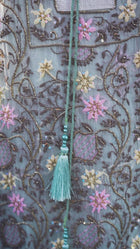Pure Organza Silk Anarkali Set: Blue
