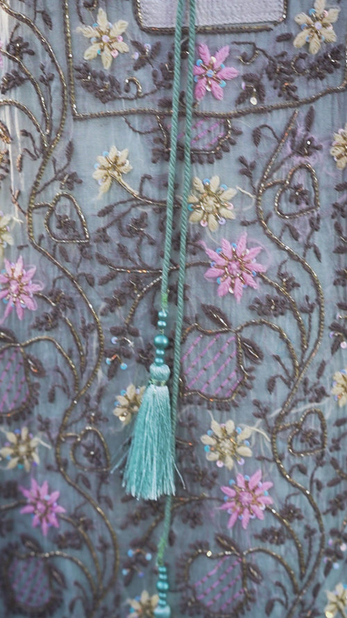 Pure Organza Silk Ready to Wear Anarkali- Green