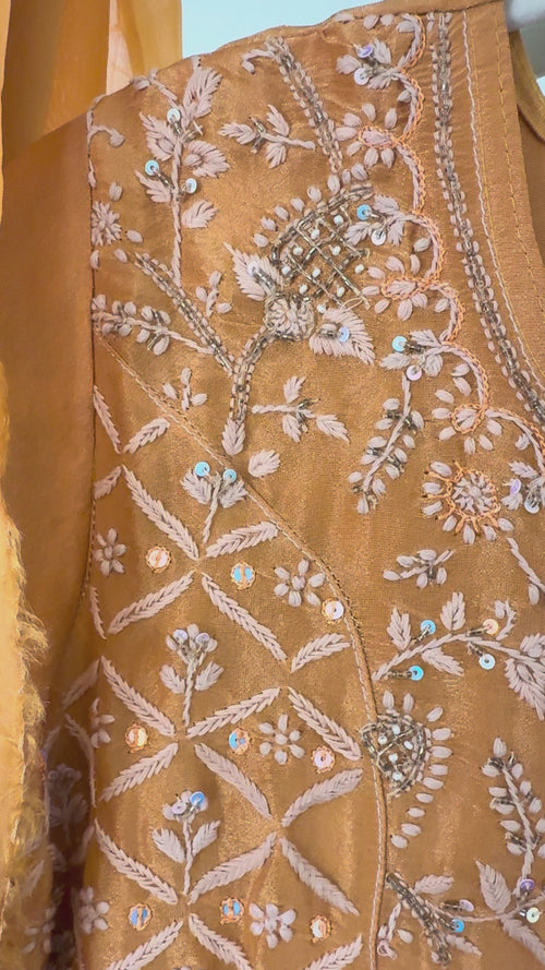 Tissue Silk Anarkali- Mustard/ Ready to Wear