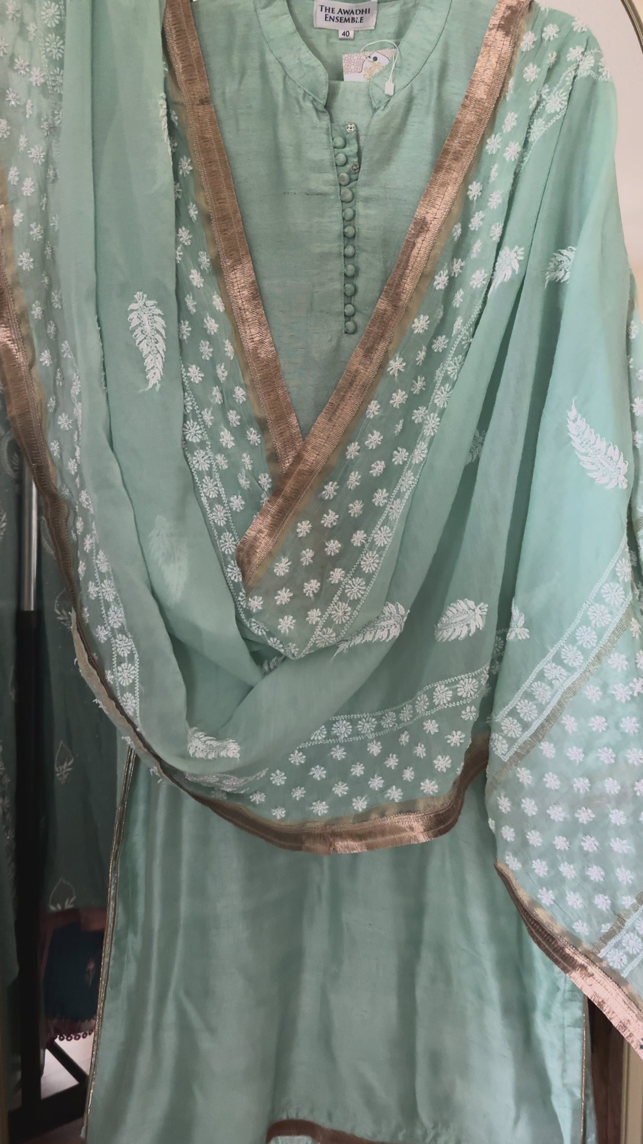 Raw Silk Ready to wear suit set with heavy chikankari dupatta