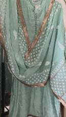 Raw Silk Ready to wear suit set with heavy chikankari dupatta