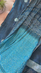 Gajji Silk Bandhani Print Ready to Wear Set in Deep Teal Blue