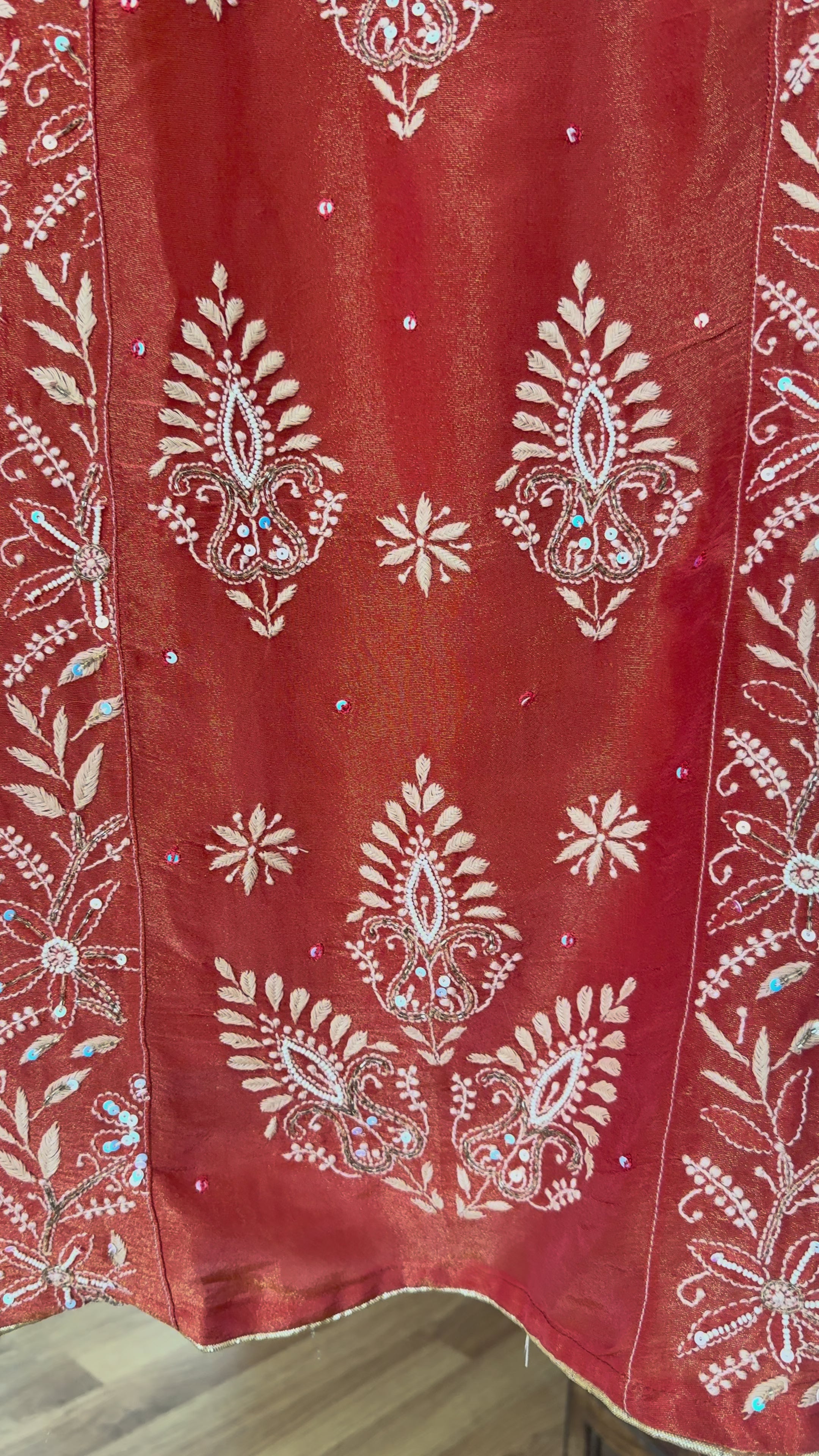 Tissue Silk A Line Panel Suits- Orange