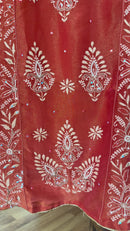 Tissue Silk A Line Panel Suits- Orange