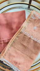 Mul Chanderi Anarkali Set in Burnt Orange
