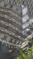 Chanderi Silk Saree with Chikankari: Grey