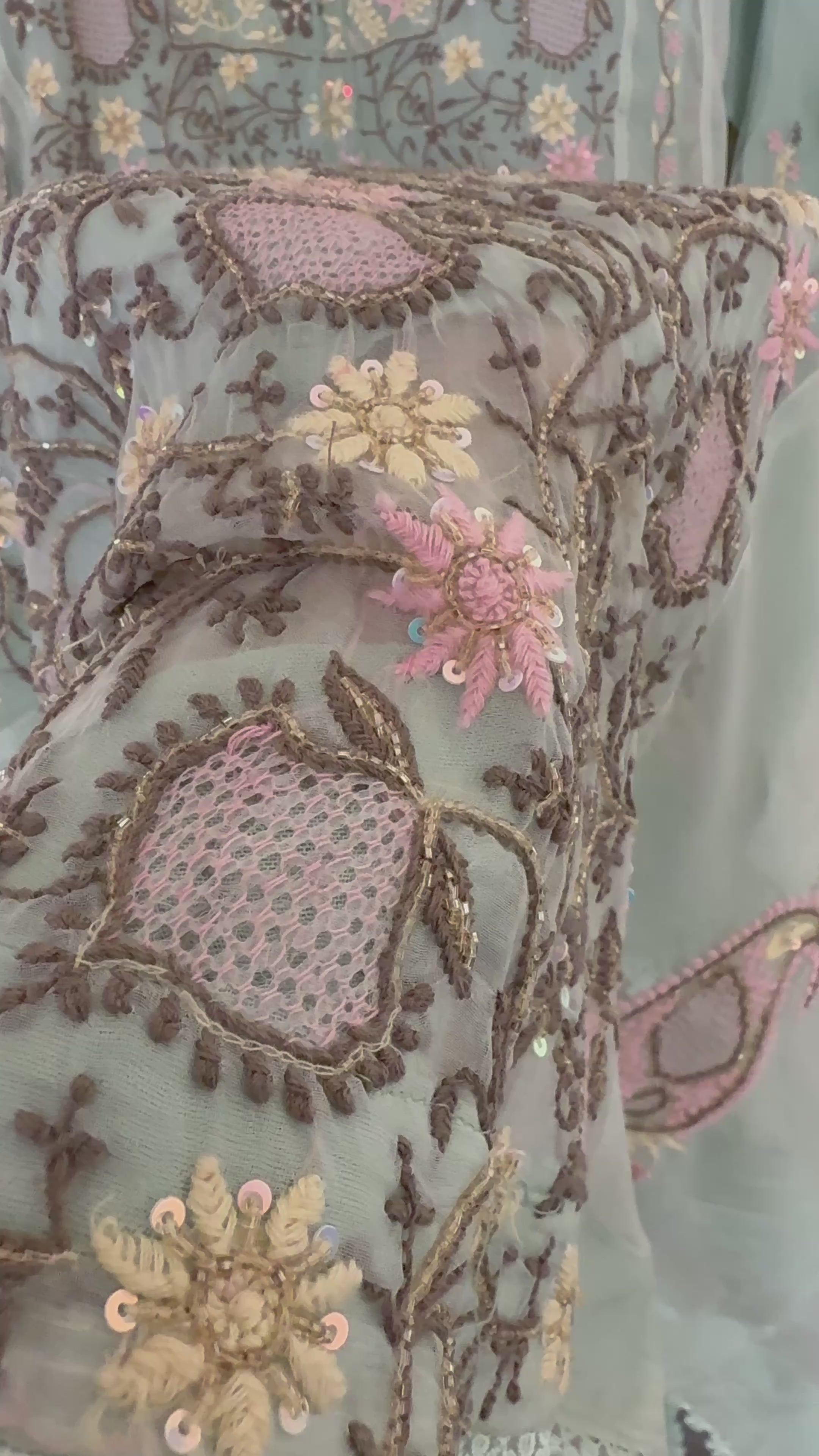 Pure Organza Silk Ready to Wear Anarkali- Green