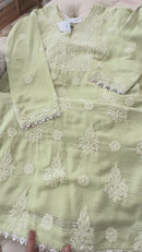 Kota Doriya Chikankari set in a Mint Green