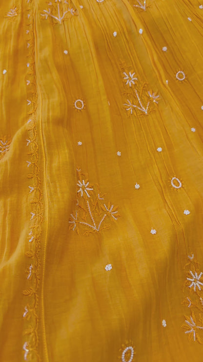 Mul Chanderi Angarkha Style Ready to Wear Set