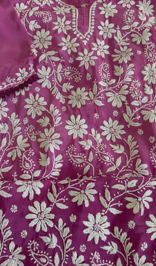 Crepe Silk 3 piece Ready to Wear Set: Purple Ombre