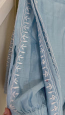 Mul Chanderi Ready to Wear Short Anarkali: Powder Blue