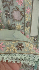 Pure Organza Silk Ready to Wear Anarkali- Green