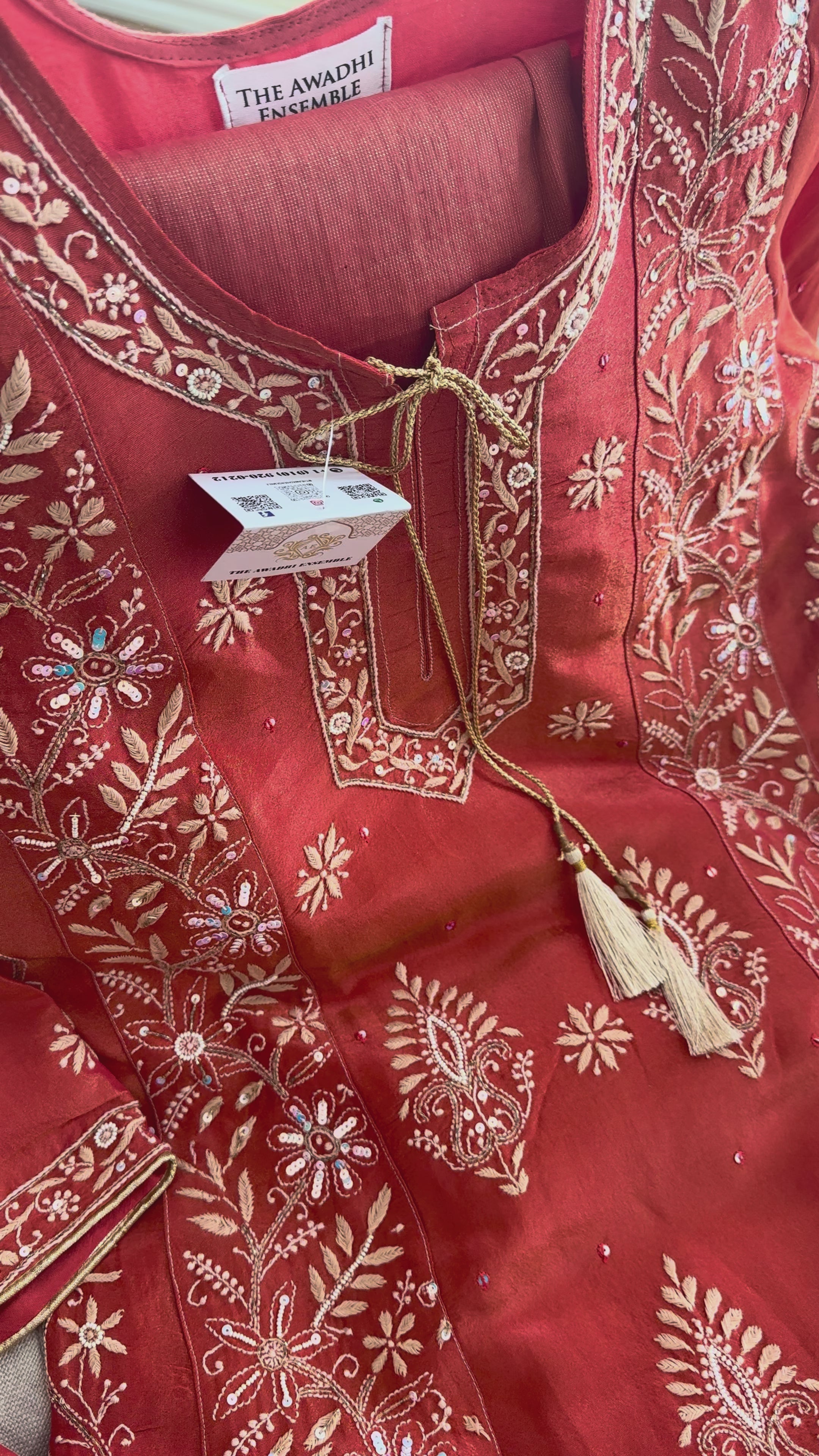 Tissue Silk A Line Panel Suits- Orange