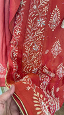 Tissue Silk A Line Panel Suits- Orange