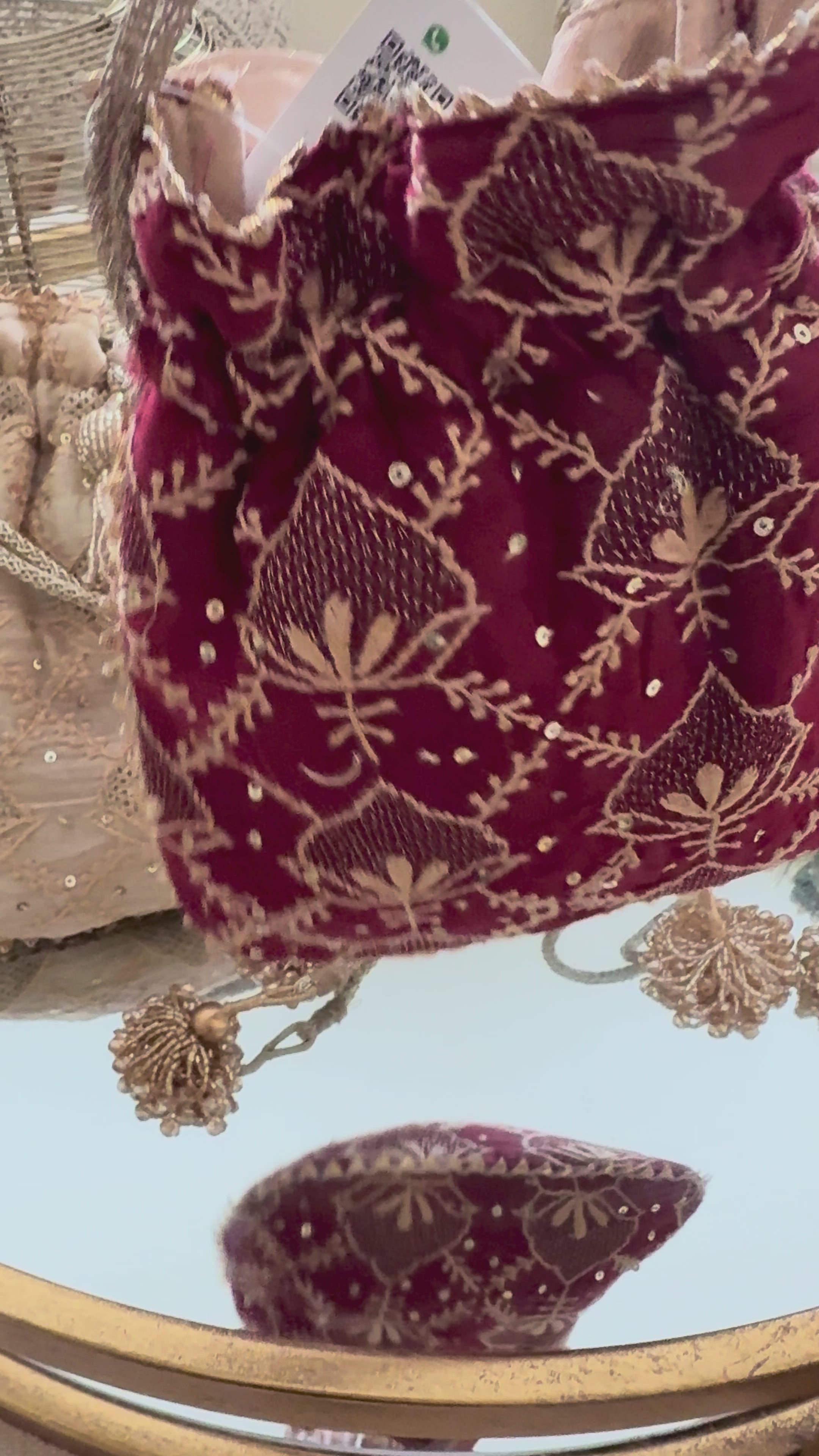 Chikankari Potlis - Maroon