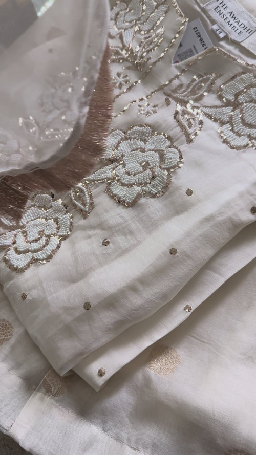 Ivory Organza/ Chanderi Silk Sharara set